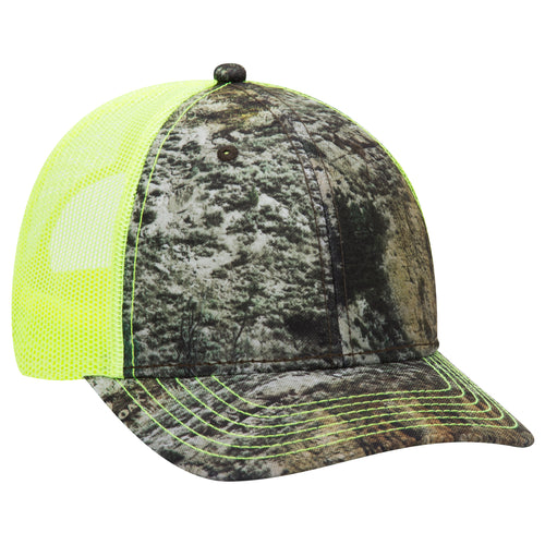 OTTO CAP® Mossy Oak Camouflage 6 Panel Low Profile Mesh Back Trucker Hat
