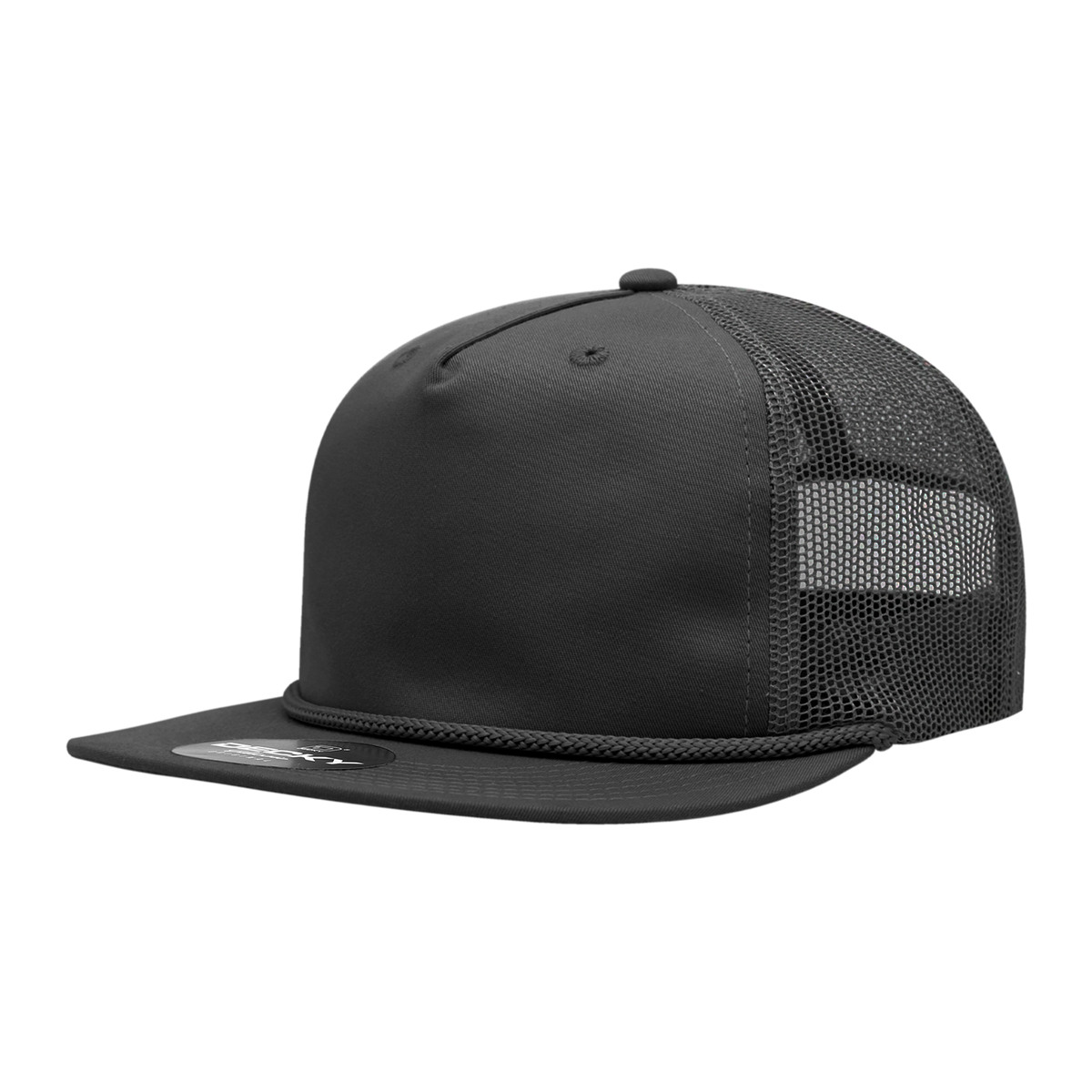 5 Panel Half Dome Profile Relaxed Cotton Blend Trucker w/Rope