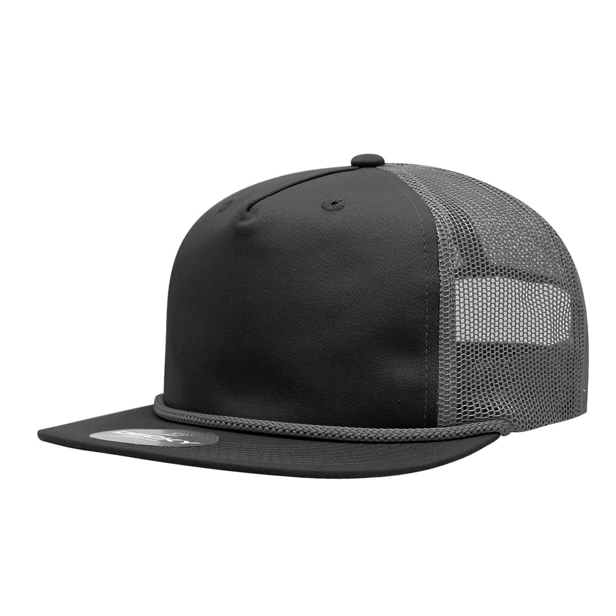 5 Panel Half Dome Profile Relaxed Cotton Blend Trucker w/Rope