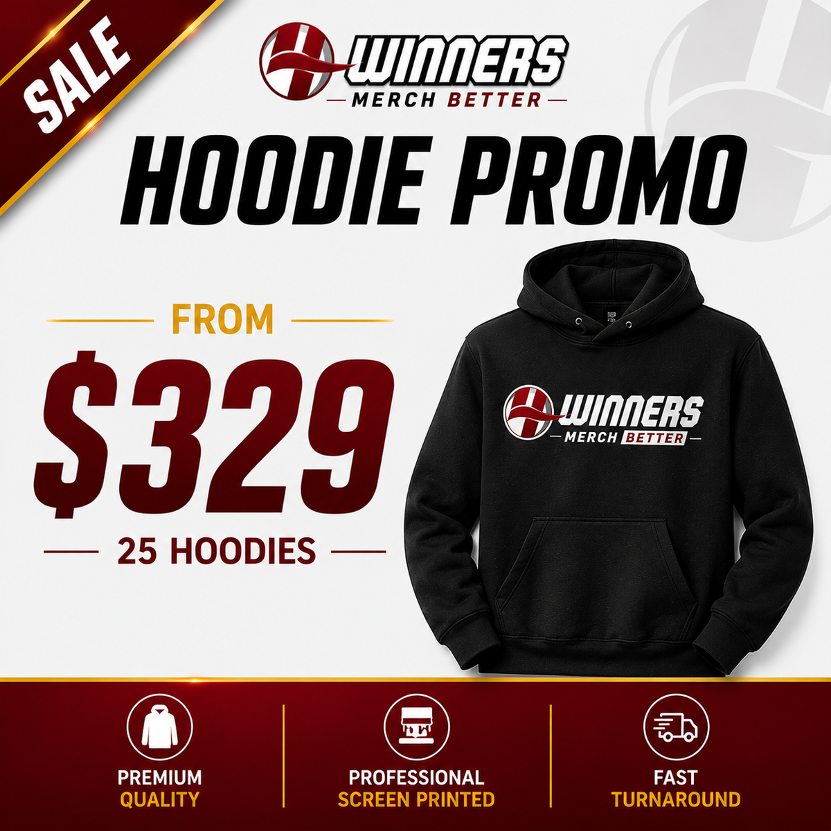 25 Custom Hoodies | Your Logo | From $379