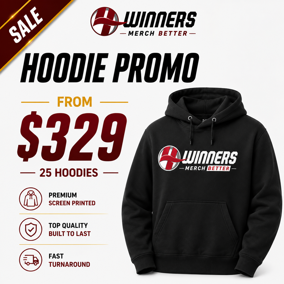 25 Custom Hoodies | Your Logo | From $379