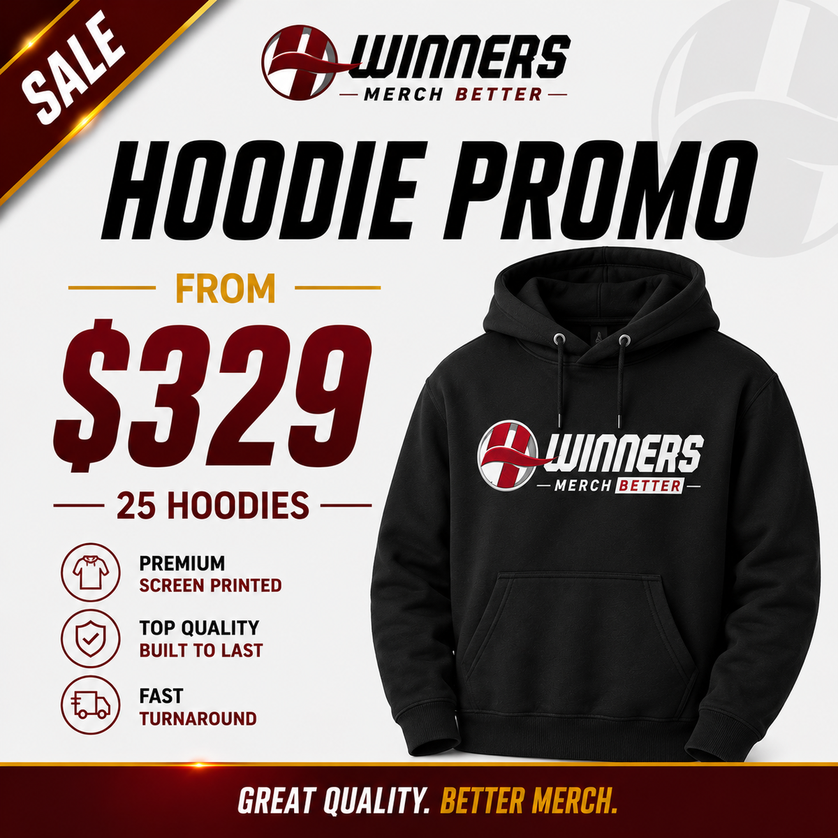 25 Custom Hoodies | Your Logo | From $329