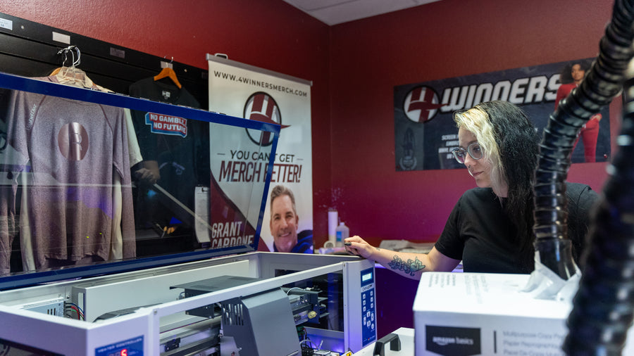 DTF and digital printing equipment on the 4Winners production floor