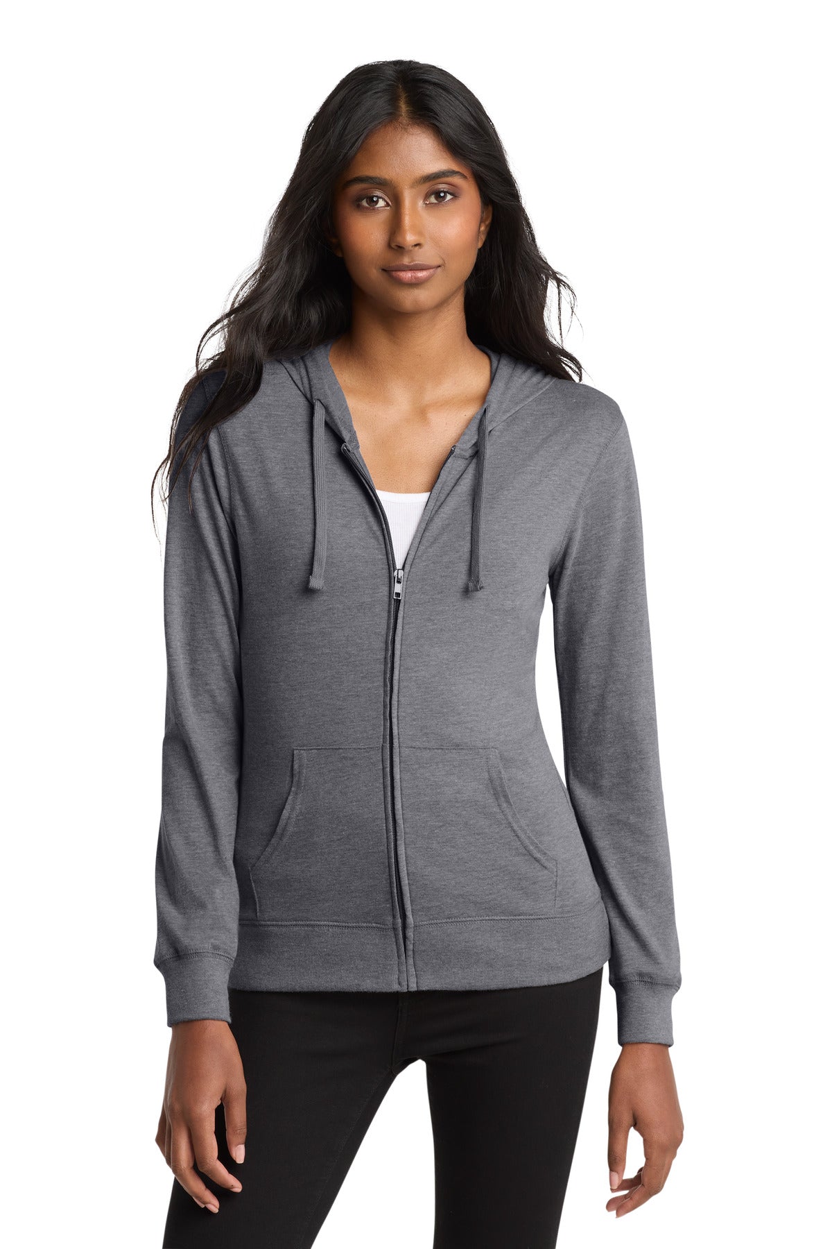 District ®  Women's Fitted Jersey Full-Zip Hoodie. DT2100