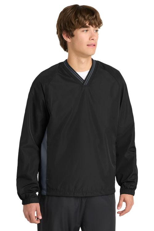 Sport-Tek ®  Tipped V-Neck Raglan Wind Shirt. JST62