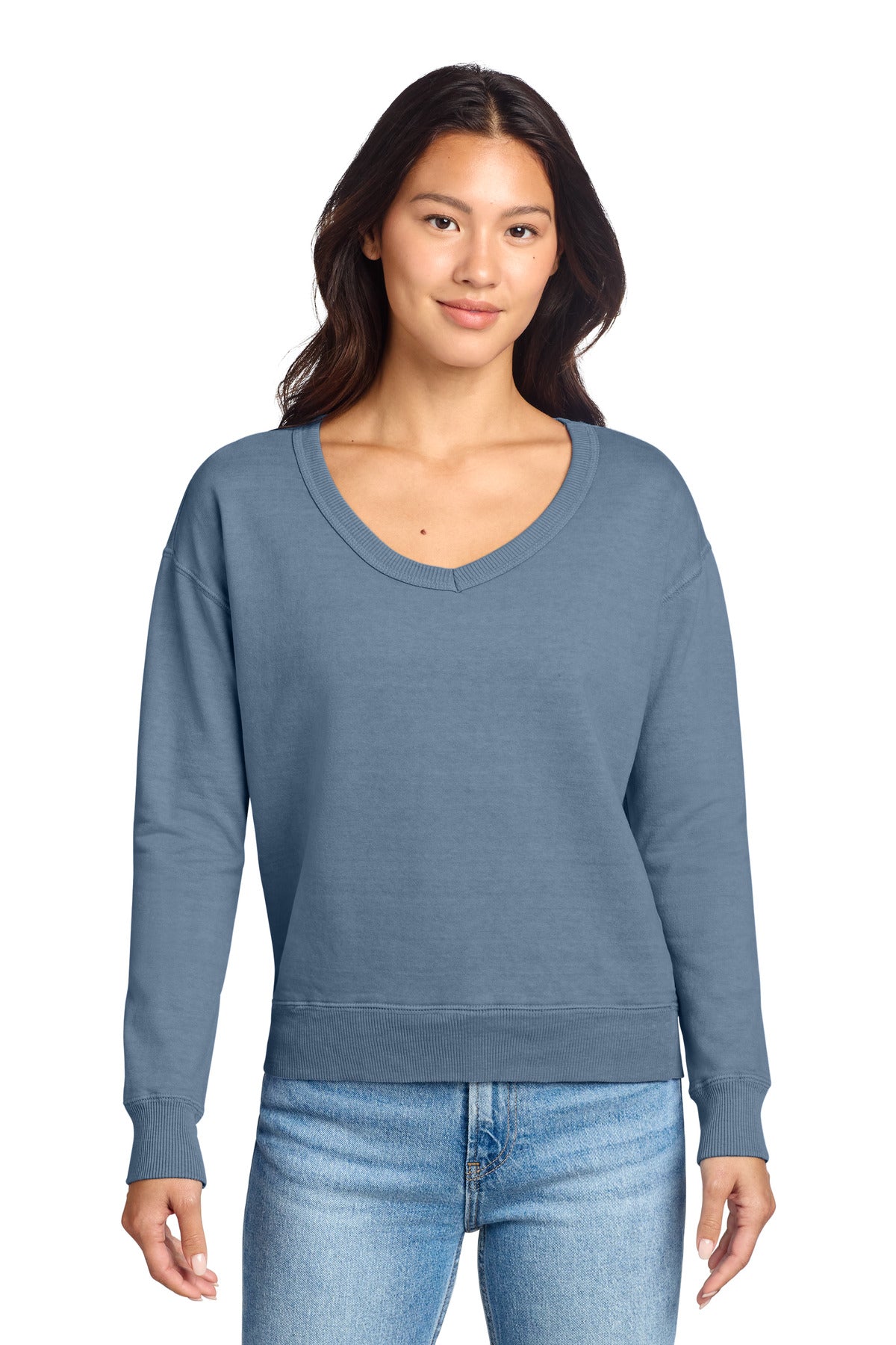 Port & Co ®  Women's Beach Wash ®  Garment-Dyed V-Neck Sweatshirt LPC098V