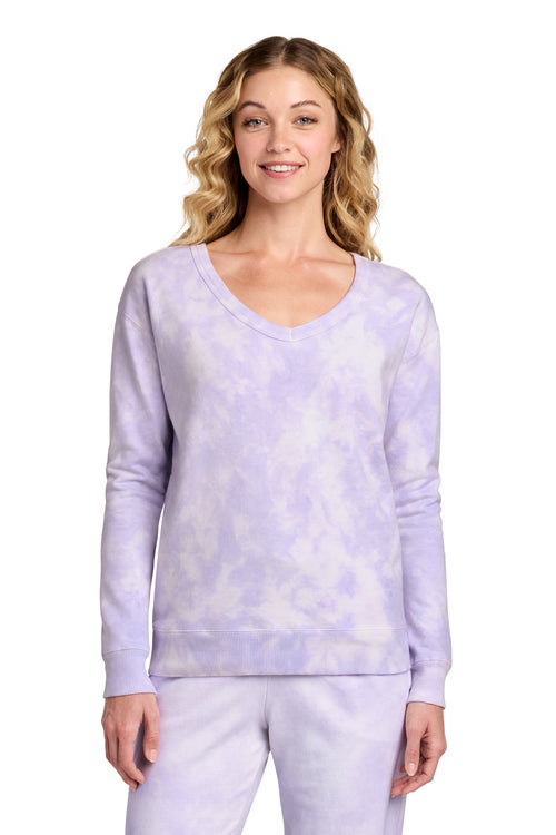 Port & Co ®  Women's Beach Wash ®  Cloud Tie-Dye V-Neck Sweatshirt LPC140V