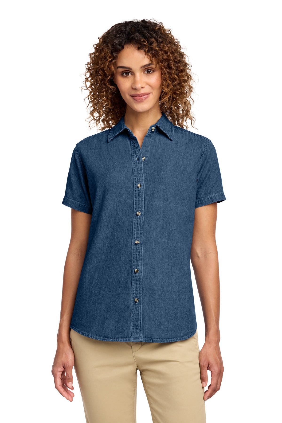 Port & Co ®  Women's Short Sleeve Value Denim Shirt.  LSP11