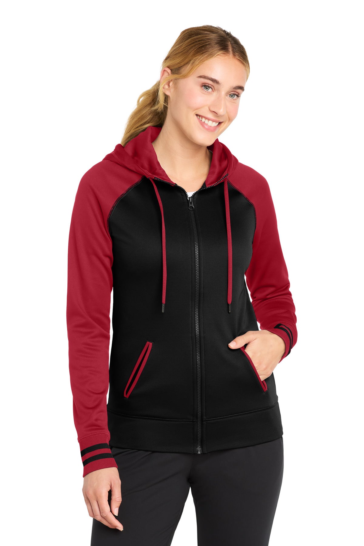 Sport-Tek ®  Women's Sport-Wick ®  Varsity Fleece Full-Zip Hooded Jacket. LST236