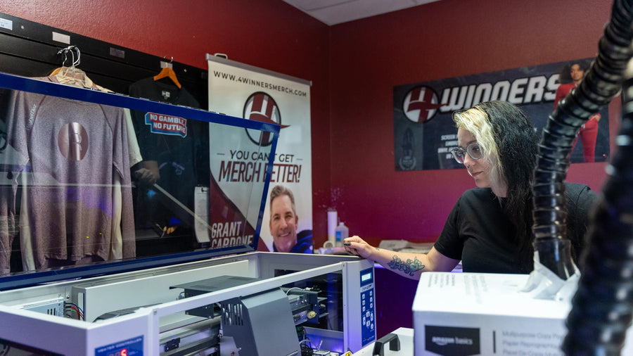 DTF and digital printing equipment on the 4Winners production floor
