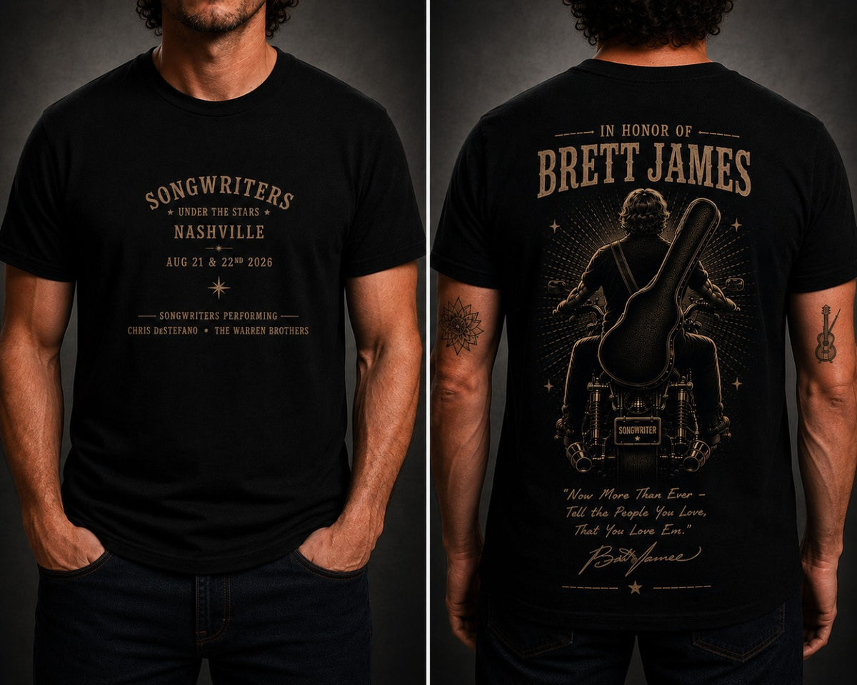 Songwriters Under the Stars Nashville t-shirt front and back mockup