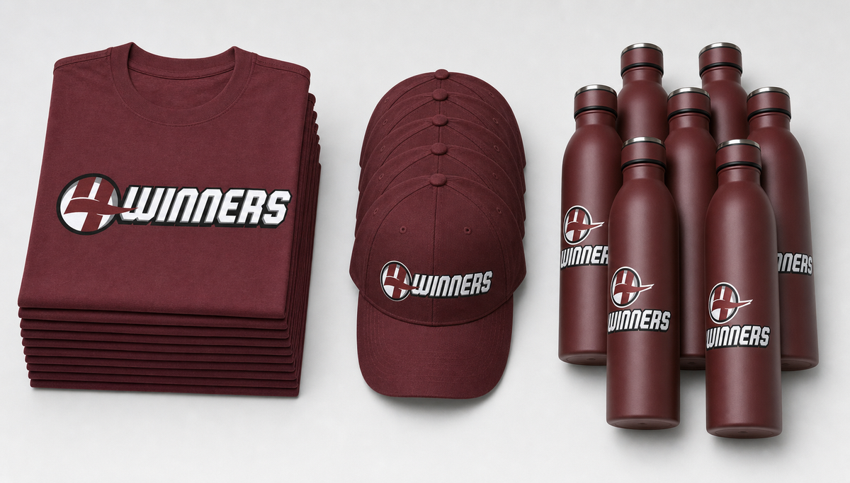Enterprise merchandise kit - branded t-shirts, hats, and water bottles
