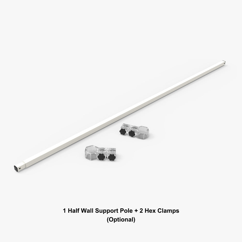 Half wall support pole and hex clamps hardware for pop-up event tent